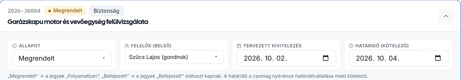 A megrendelt csomag: a jegyek automatikusan követik az állapotát